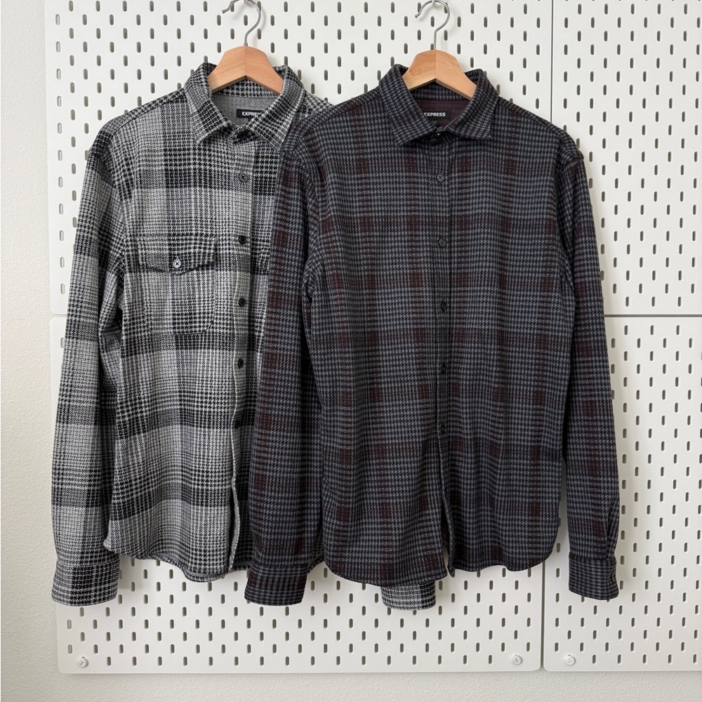 Express Men's Plaid Button-Down Flannel Shirts - Size S